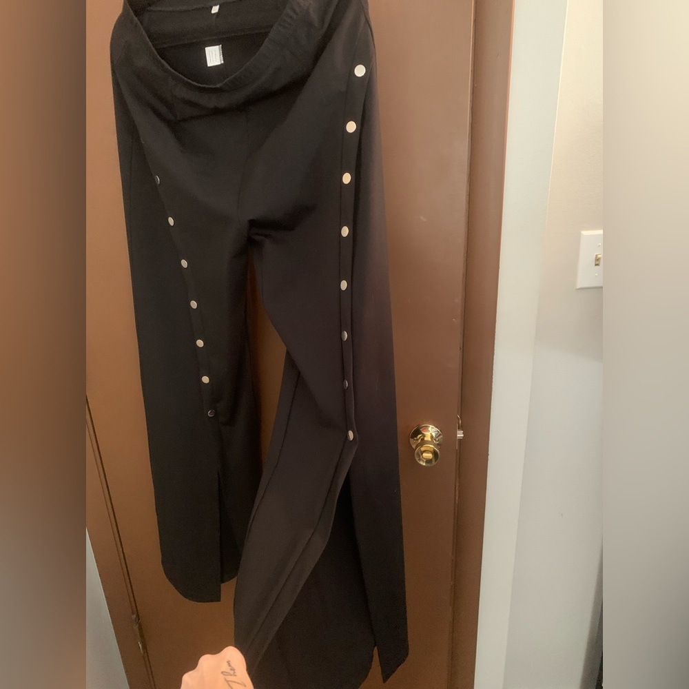 Black Button-Detail Women's Pants